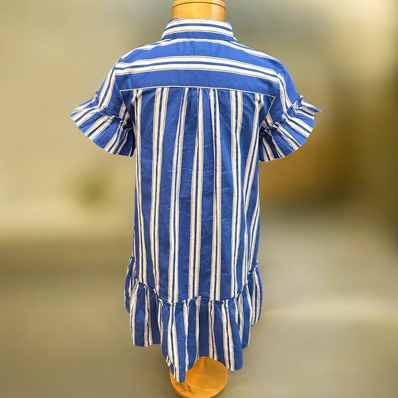 J Crew Striped Ruffled Mini shirt dress “Amelia” in striped cotton poplin - Picture 3 of 4